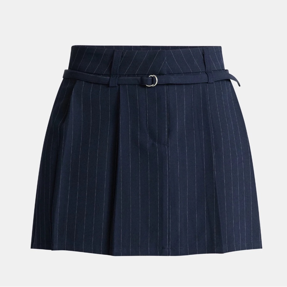 No Boundaries Navy Striped Mini Skirt